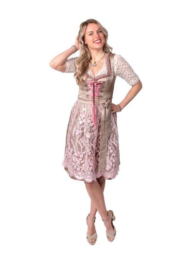 Dirndl 2-teilig, champagne gold/dusty rose, Verzenden