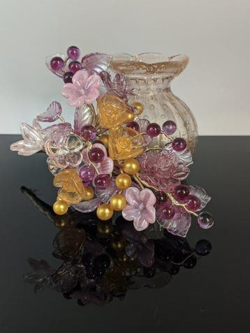 Murano Glass - Vaas (2) - Vaas met bloemenboeket -