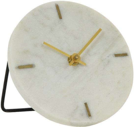 2dekans | Light & Living - Klok MORENO - 15x14.5x13cm - Wit, Huis en Inrichting, Woonaccessoires | Klokken, Ophalen of Verzenden