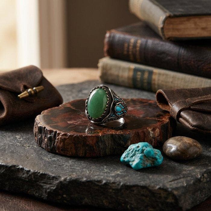 Zonder minimumprijs - Ring Zilver Quartz - Herenring, Handtassen en Accessoires, Ringen