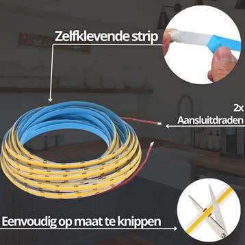 LED Strip COB - 5 Meter los - 24V - 2200k - Amber Goud - 48, Huis en Inrichting, Verzenden, Nieuw