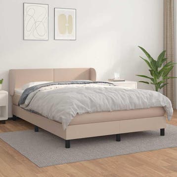 vidaXL Boxspring met matras kunstleer cappuccinokleurig, Verzenden