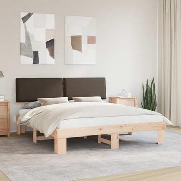 vidaXL Bedframe met Gevoerde Hoofdbord Taupe 180 x 200 cm, Huis en Inrichting, Slaapkamer | Bedden, Verzenden, Nieuw