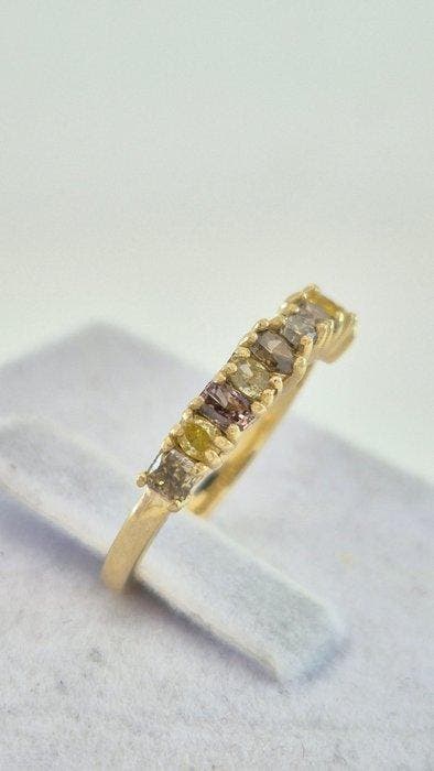 Ring - 14 karaat Geel goud - 0.88ct. tw. Gemengde kleuren, Bijoux, Sacs & Beauté, Bagues
