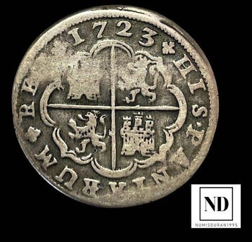 Spanje. Felipe V. 2 Reales 1723 - Madrid A - 5g Ag (Zonder
