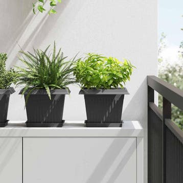 vidaXL Plantenpotten 6 st Zwart Kunststof, Verzenden