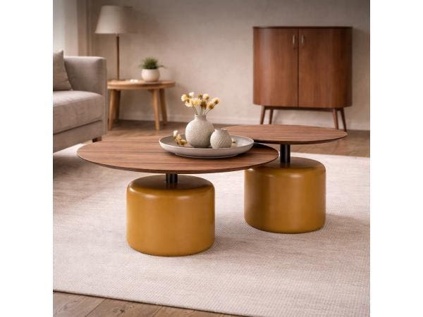 Veiling - Salontafels/Bijzettafels set Walnoot - Notenhout -, Huis en Inrichting, Tafels | Salontafels, Nieuw