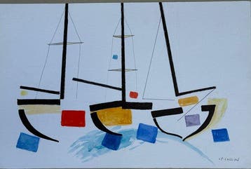 Jean Pierre Collin (1935-2025) - Marine aux bateaux - Quasi, Antiquités & Art