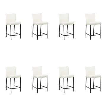 Set van 8 Leren barkrukken Revolt laag - Toledo Bianco, Huis en Inrichting, Barkrukken, Nieuw, Leer, Ophalen of Verzenden, 90 cm of meer