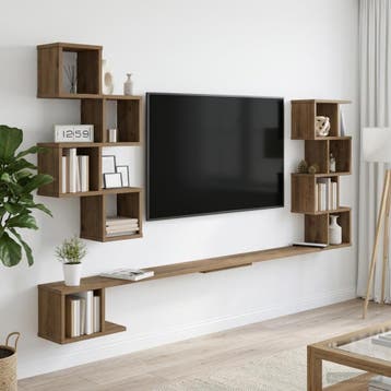 vidaXL Wandgemonteerd TV Rek Artisanaal eiken 180 x 15 x 94, Verzenden