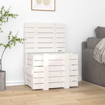 vidaXL Opbergbox 58x40,5x42 cm massief grenenhout wit, Verzenden, Nieuw