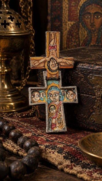 Kruis - Legering - 20e eeuw - koptisch pectoraal kruis