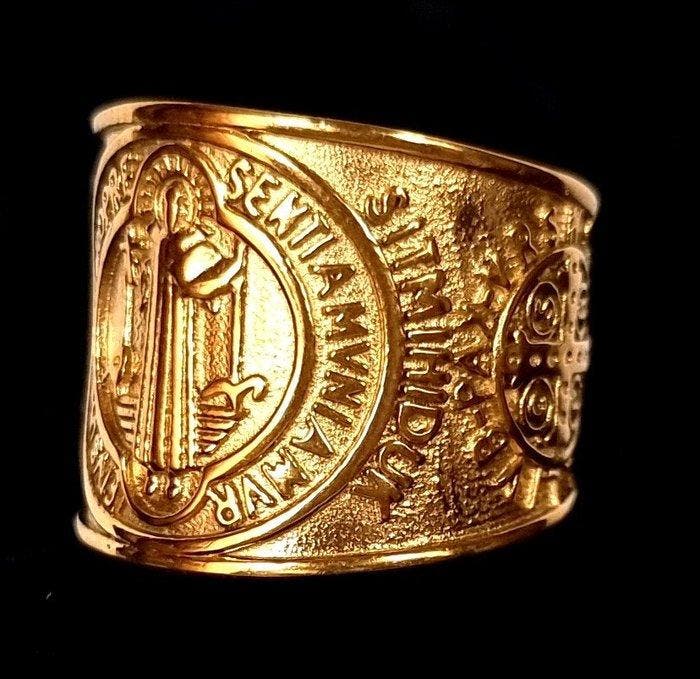 Ring - Uitdrijving - Sint-Benedictus van Nursia - Beschermt, Antiquités & Art, Antiquités | Livres & Manuscrits
