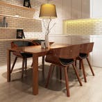 vidaXL Eetkamerstoelen 4 st gebogen hout en kunstleer bruin, Huis en Inrichting, Stoelen, Verzenden, Nieuw