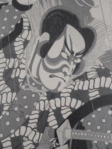 Artistiek wandtapijt “La Lama del Kabuki” – Druk op leer -