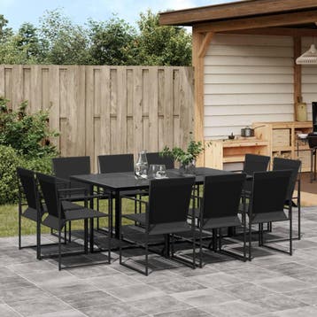 vidaXL 11-delige Tuinset textileen zwart, Verzenden, Nieuw, Tuinset