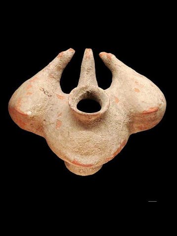 Mésopotamien Terre cuite - Vase zoomorphe aux 3 oiseaux -