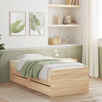 vidaXL Bedframe met lade met opslag Sonoma Eiken Massief, Verzenden, Nieuw