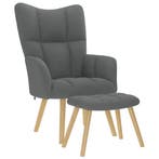 vidaXL Relaxstoel met voetenbank stof donkergrijs, Huis en Inrichting, Fauteuils, Verzenden, Nieuw