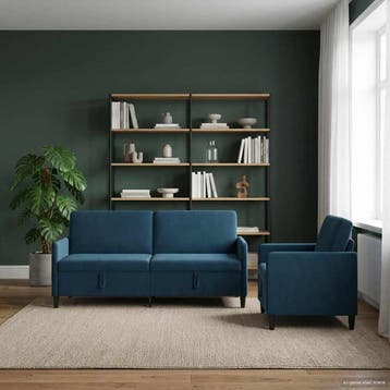 vidaXL Sofa Set Met Opslag 2 st Blauw Polyester, Huis en Inrichting, Verzenden, Nieuw