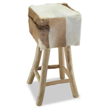 Barkruk Leer/Teakhout - 34% Retour Deal. Sla toe!, Huis en Inrichting, Verzenden, 60 tot 90 cm, Leer, Zo goed als nieuw