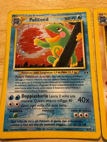 Pokémon Card - Politoed, Poliwrath Holo - WOTC - Neo