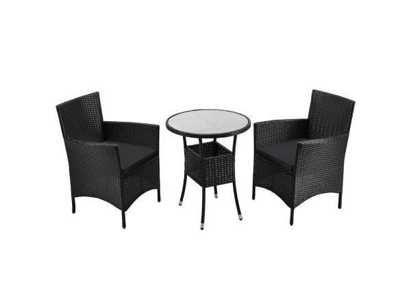 Veiling - Balkonset polyrotan - Bayamo - 3 delig -Zwart, Jardin & Terrasse, Ensembles de jardin