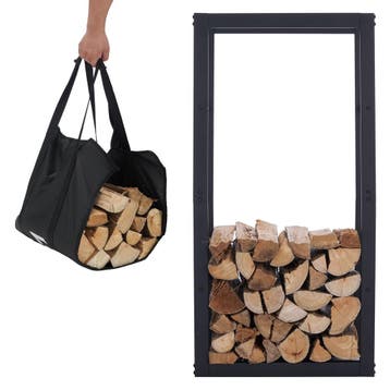 Lendo Online Range-bûches 50x25x100 Acier Thermolaqué Noir