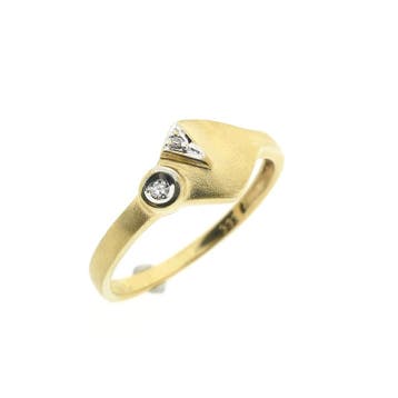 8 karaat ring met diamanten; 0,02 ct., Handtassen en Accessoires, Ringen, 18 tot 19, Gebruikt, Geel, Ophalen of Verzenden