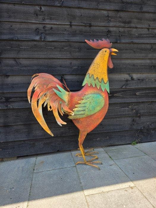 Beeld, XXL Rooster - 124 cm - Metaal - 2026, Antiquités & Art, Curiosités & Brocante