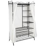tectake Metalen garderobekast met gordijn 112x207x57cm - zwa, Verzenden
