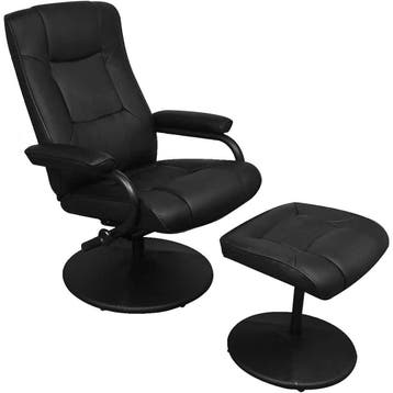 vidaXL Tv-fauteuil met voetenbankje kunstleer zwart, Verzenden, Nieuw