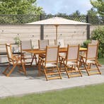 vidaXL 9-delige Tuinset massief acaciahout en textileen, Verzenden, Nieuw, Tuinset