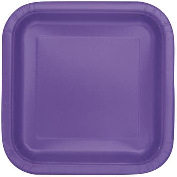 Paarse Borden Neon Vierkant 18cm 16st, Verzenden, Nieuw