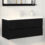 vidaXL Wastafel kabinet voor de badkamer Zwart Eiken 100 x, Verzenden, Nieuw