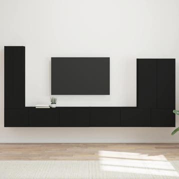 vidaXL Tv Wandkast Set 6 st Zwart, Huis en Inrichting, Kasten |Televisiemeubels, Verzenden, Nieuw