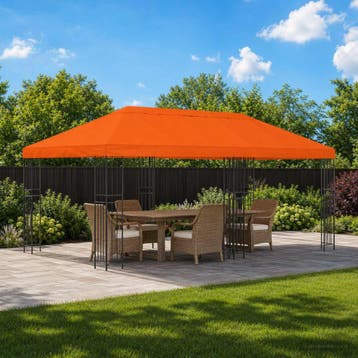 vidaXL Tuinpaviljoen 6 x 3 m Oranje Polyester en Staal 190, Verzenden, Nieuw
