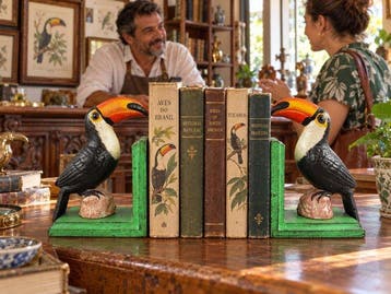 Boekensteunen (2) - ***TOUCAN***18cm-Antiek 1920 - Gietijzer