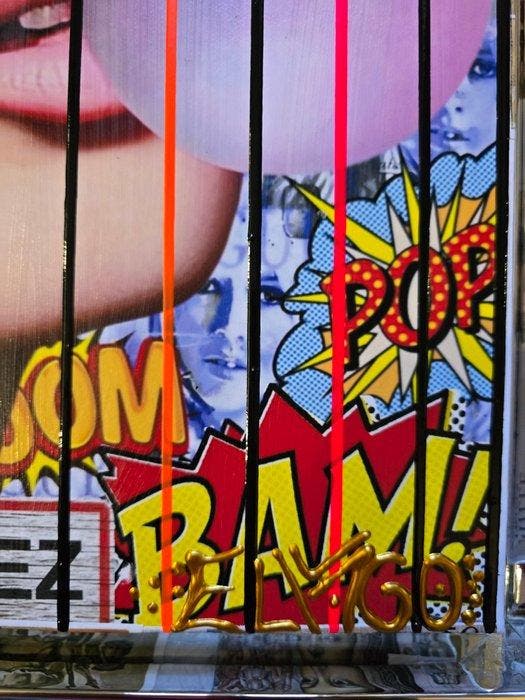 Elmago - Brigitte Bardot bubble gum french codebarre 2, Antiek en Kunst, Kunst | Schilderijen | Modern