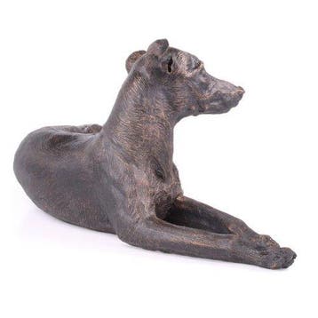 sculptuur, Greyhound Dog Sculpture – Painted Bronze-Effect