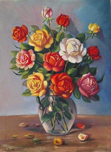 L. Sanz (XX) - Bodegones florales