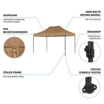 Partytent - 3x4.5 m - Premium easy-up Partytent | Beige, Verzenden, Nieuw
