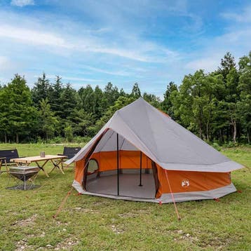 vidaXL Tipi Tent 18-persoons Grijs en Oranje Polyester en, Verzenden