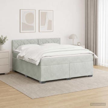 vidaXL Boxspringbed met matras en LED Lichtgrijs 180 x 200, Verzenden