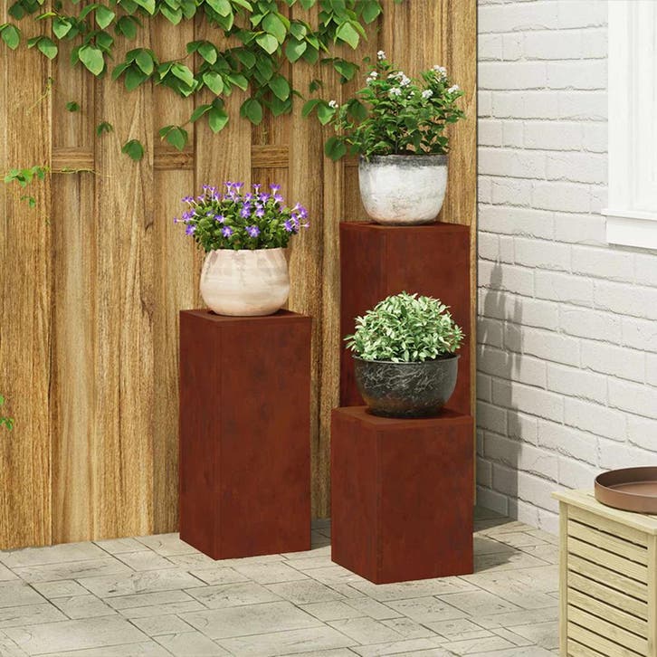 vidaXL Plantenstand 3 pcs Roestig Cortenstaal, Jardin & Terrasse, Bacs à fleurs & Jardinières, Envoi