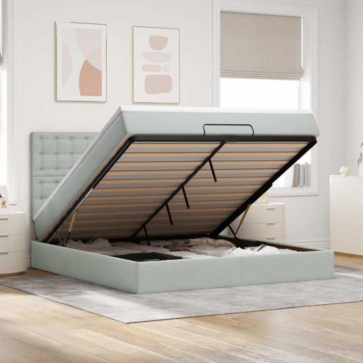vidaXL Ottoman bed met matrassen 160x200cm fluweel, Huis en Inrichting, Slaapkamer | Bedden, Nieuw, Verzenden