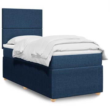 vidaXL Boxspring met matras stof blauw 80x200 cm, Verzenden
