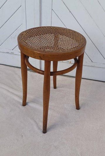 Thonet - Kruk - Beuken - Gebogen hout en vlechtwerk