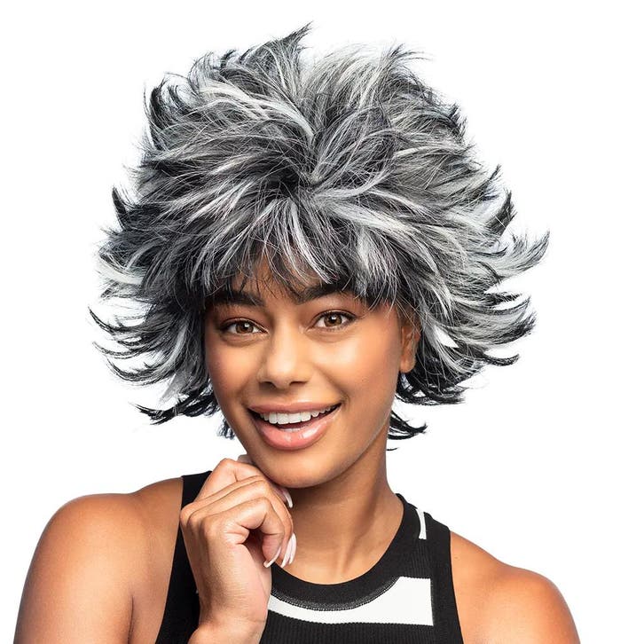 Zwart Witte Pruik Wild, Hobby en Vrije tijd, Feestartikelen, Nieuw, Verzenden