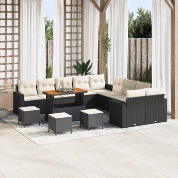 vidaXL Tuinbank Set 18 st 11-Aantal zitplaatsen Zwart en, Verzenden, Nieuw
